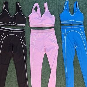 ALO Yoga Trio Set in Black, Pink, and Blue